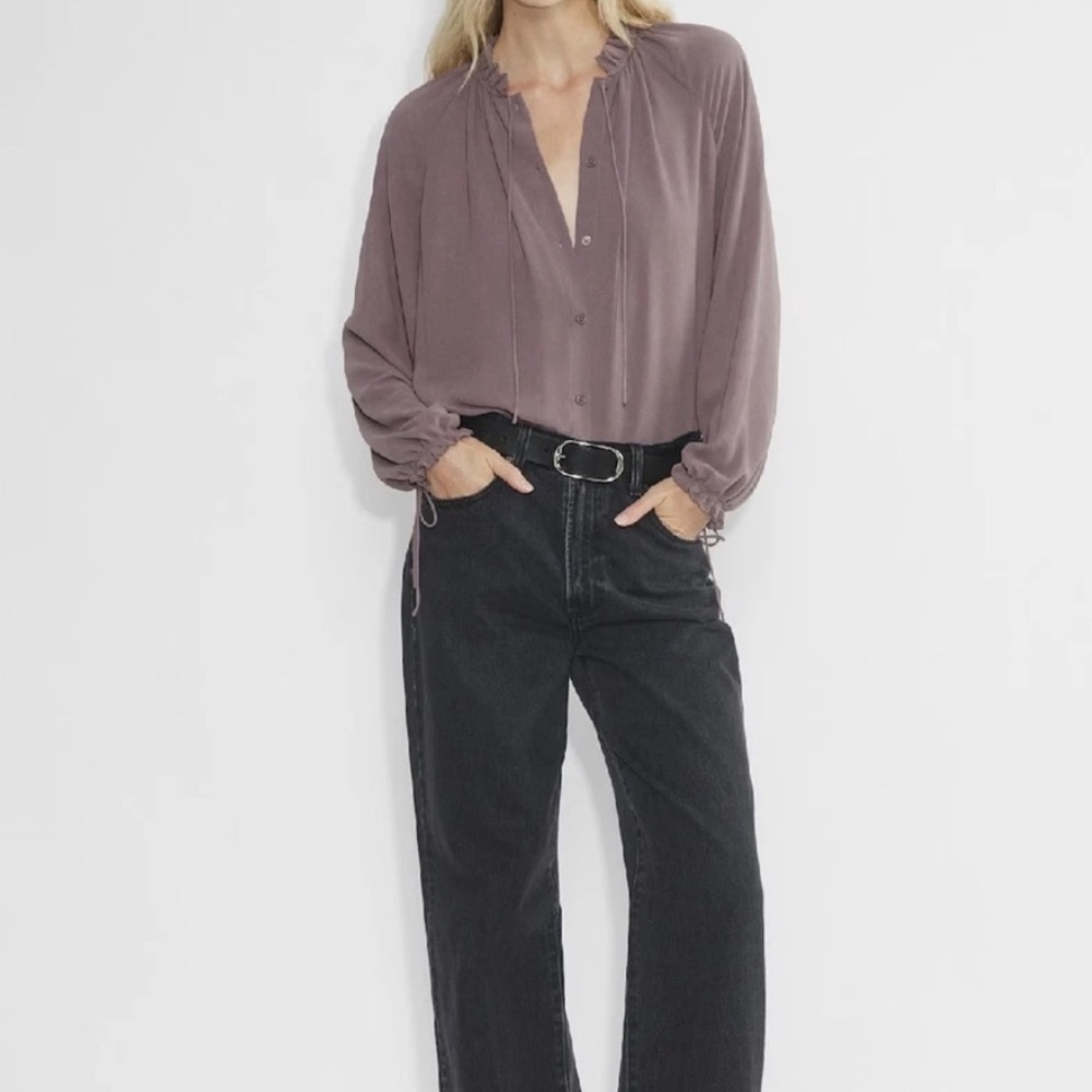 NWOT Aritzia Wilfred Olivette Blouse Smoked Eggplant xs New Retail $98